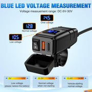 Waterproof Motorcycle USB-C Charger with Voltmeter & Switch