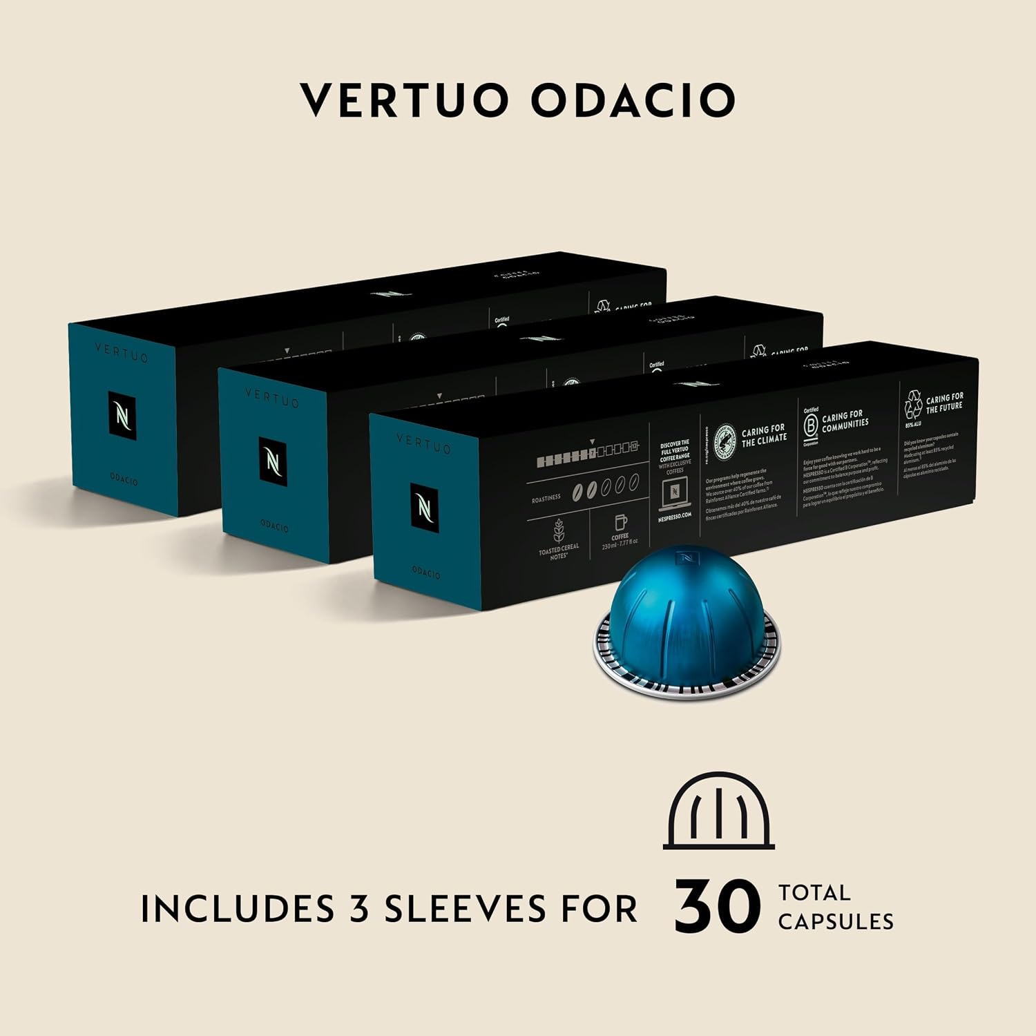 Nespresso Vertuo Odacio Coffee Pods, 30 Count