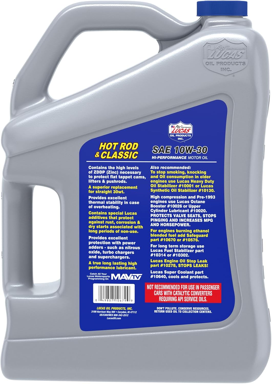 SAE 10W-30 Hot Rod & Classic Car Motor Oil – 5 Quarts