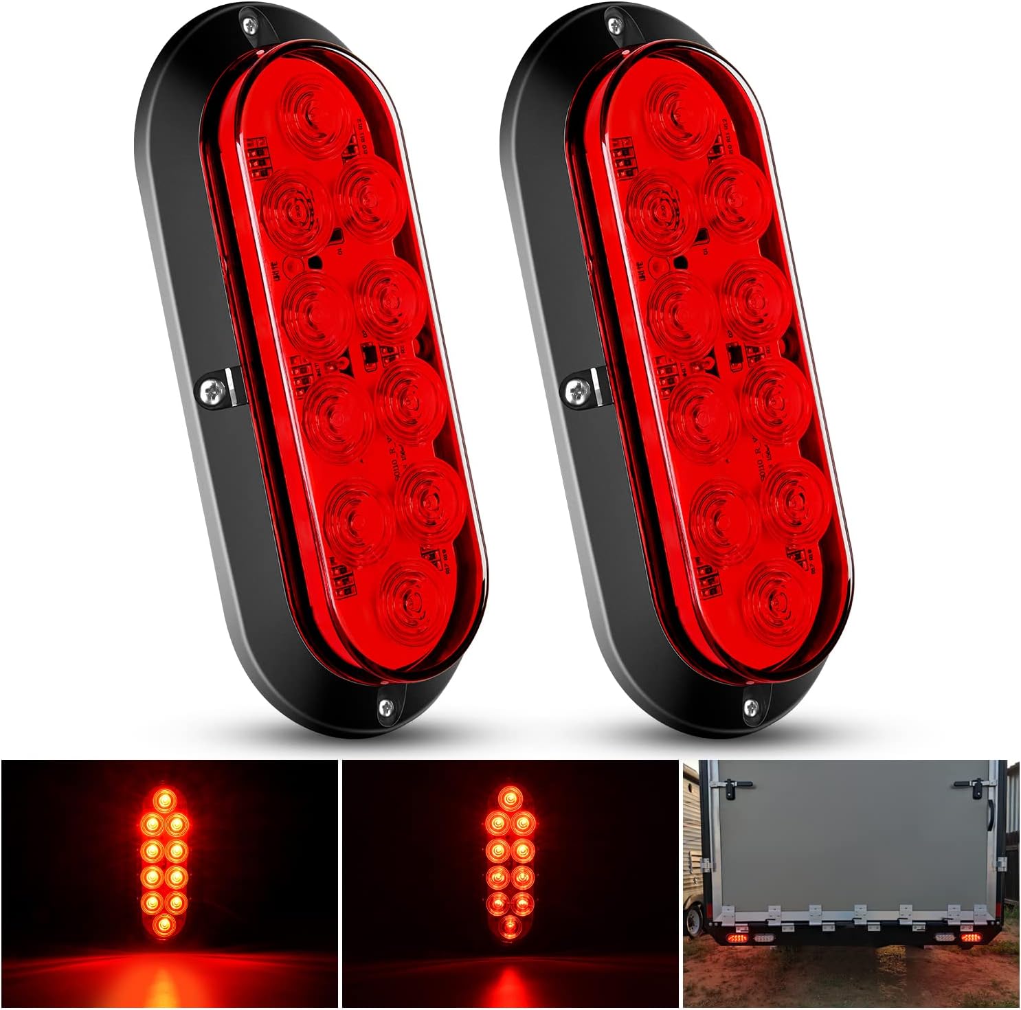 6-Inch Oval LED Trailer Tail Lights – 2 Pack