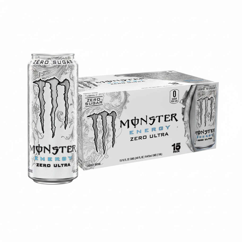 Monster Energy Zero Ultra Sugar-Free Energy Drink, 16 oz, 15-Pack