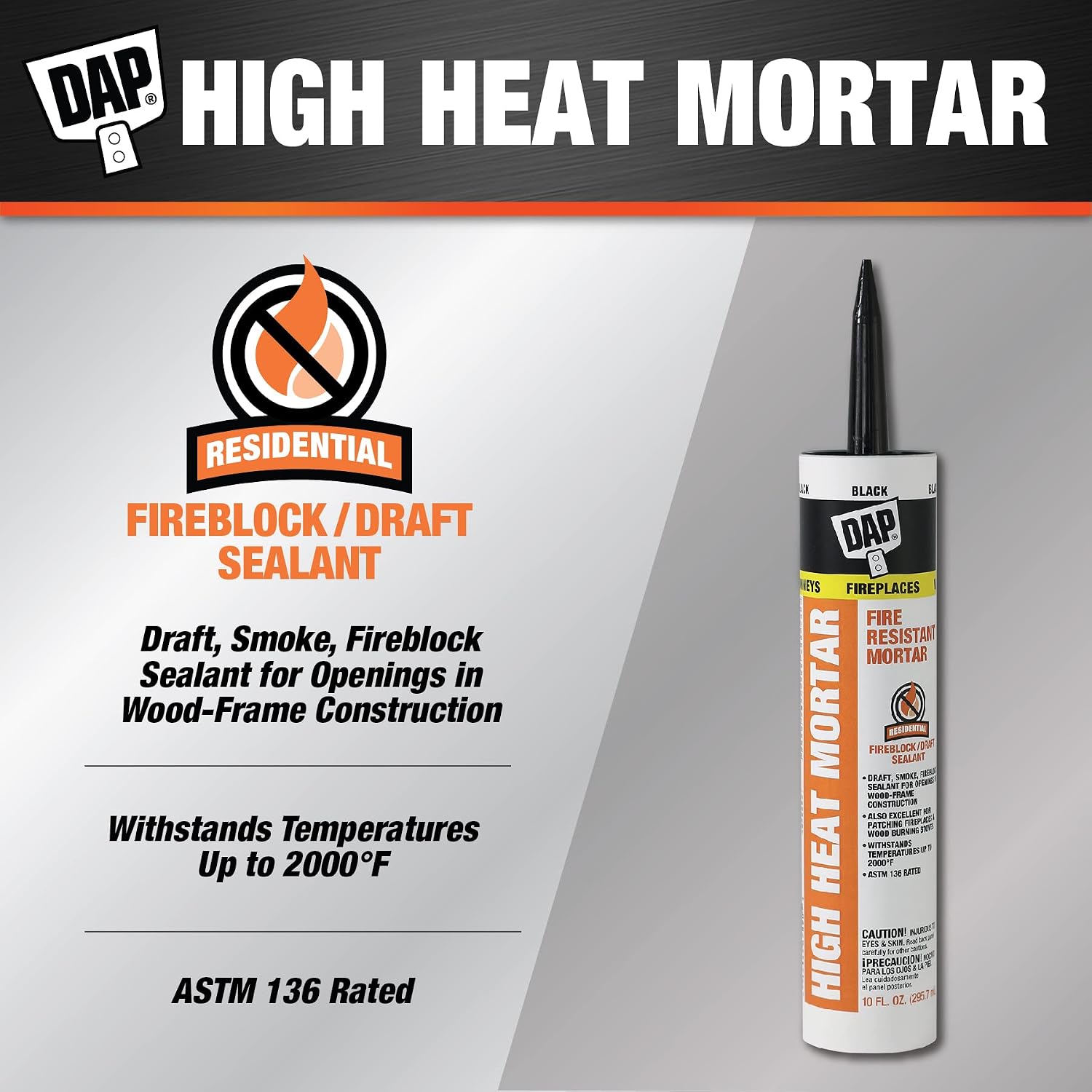 DAP High Heat Fire Resistant Mortar, 10 oz