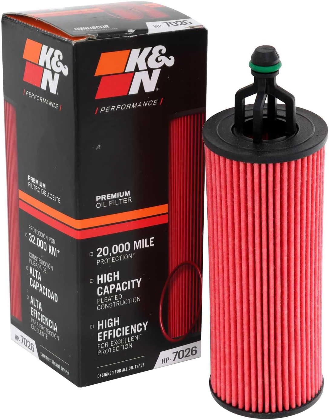 K&N HP-7026 High Performance Oil Filter – 20,000 Mile Protection