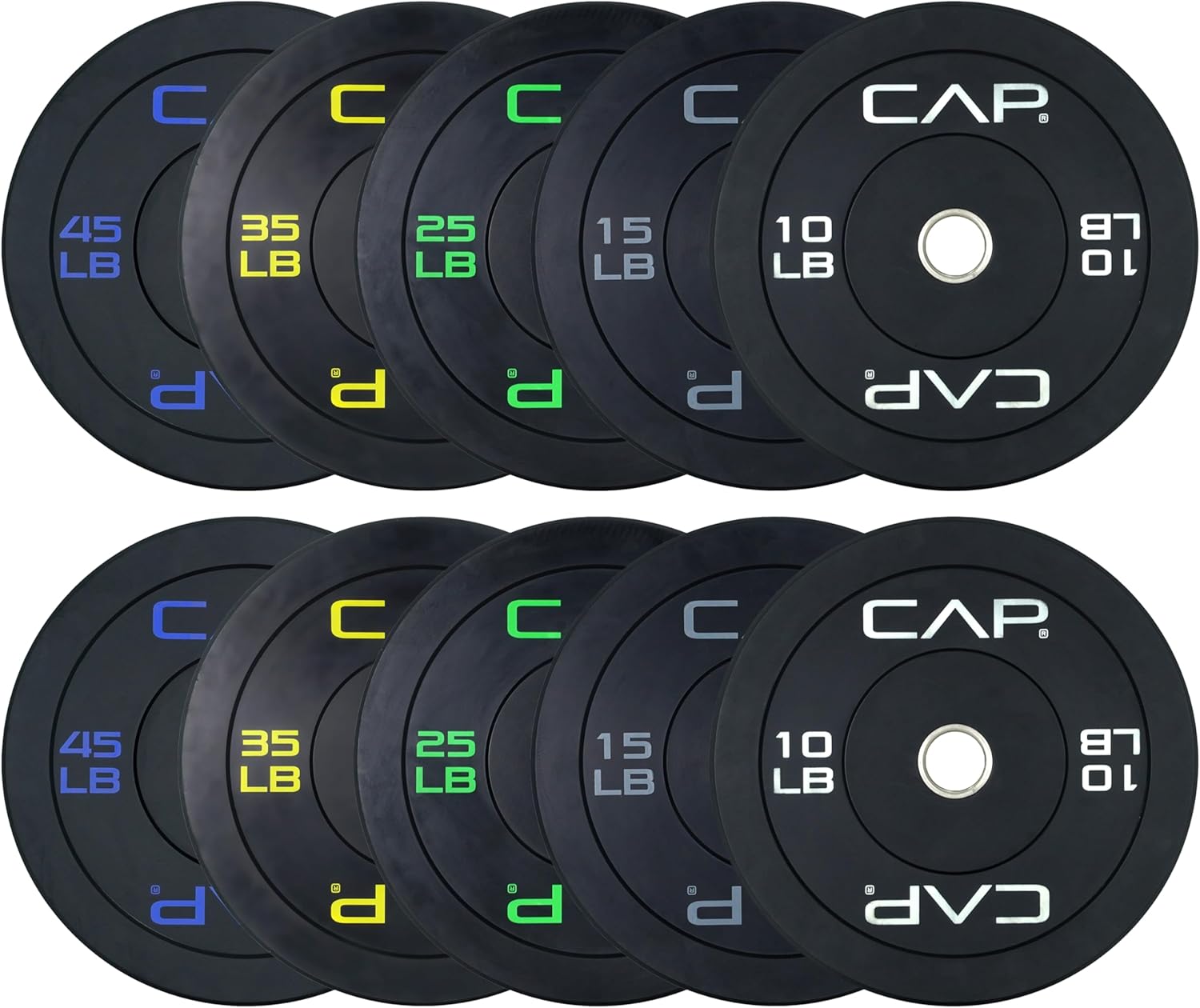 CAP 2-Inch Olympic Bumper Plate Weight Set