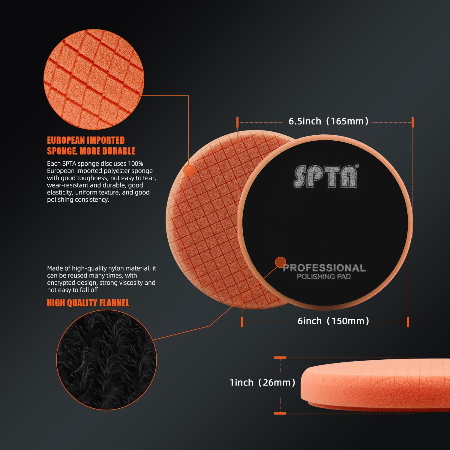 5-Piece 6.5-Inch Cutting, Polishing & Waxing Pad Kit
