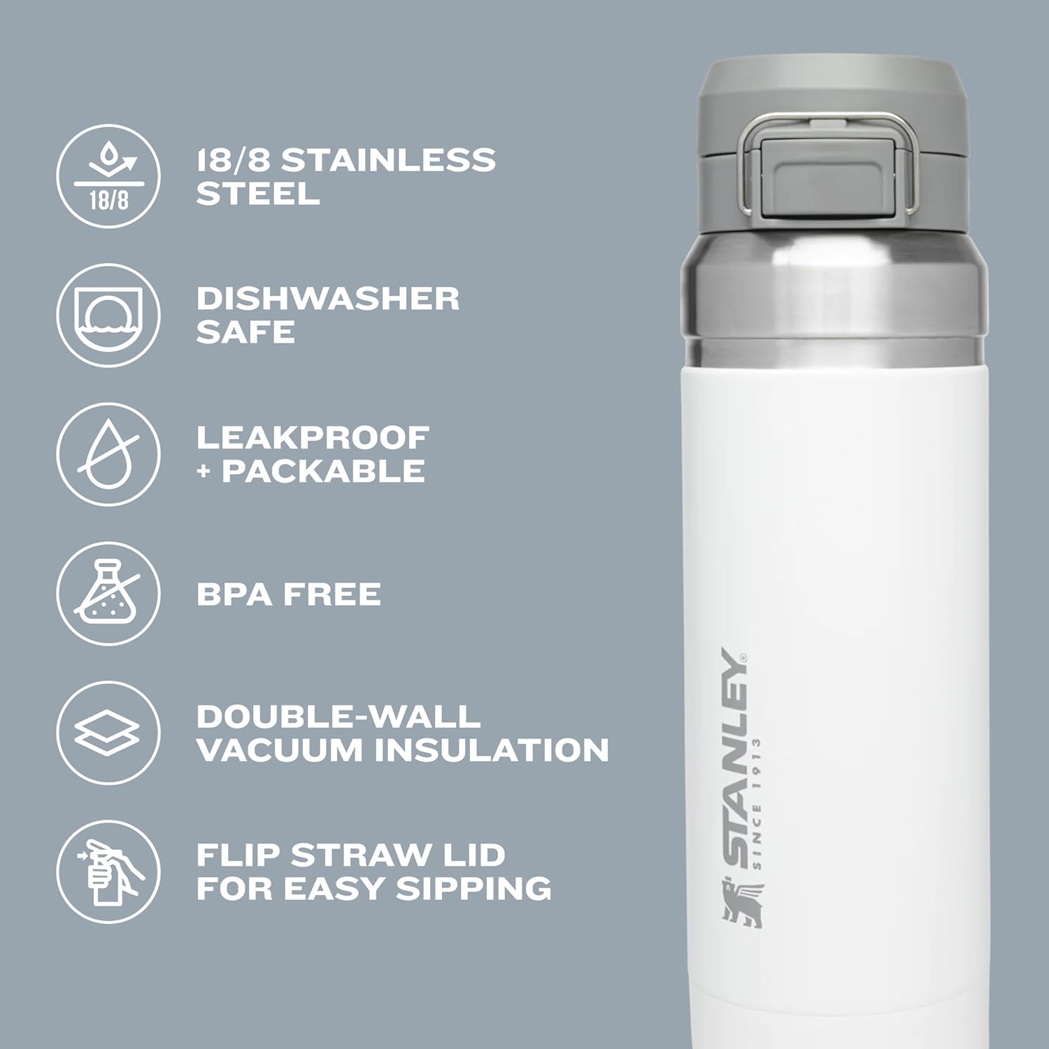 24 oz Insulated Stainless Steel Water Bottle with Quick Flip Lid