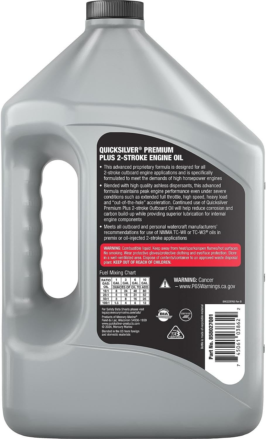 Quicksilver Premium Plus 2-Stroke Marine Engine Oil – 1 Gallon