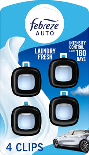 Febreze Car Vent Clip Air Freshener – Laundry Fresh, 4-Pack