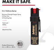 Sabre Compact 3-in-1 Pepper Spray, Tear Gas & UV Marking Dye Defense Spray