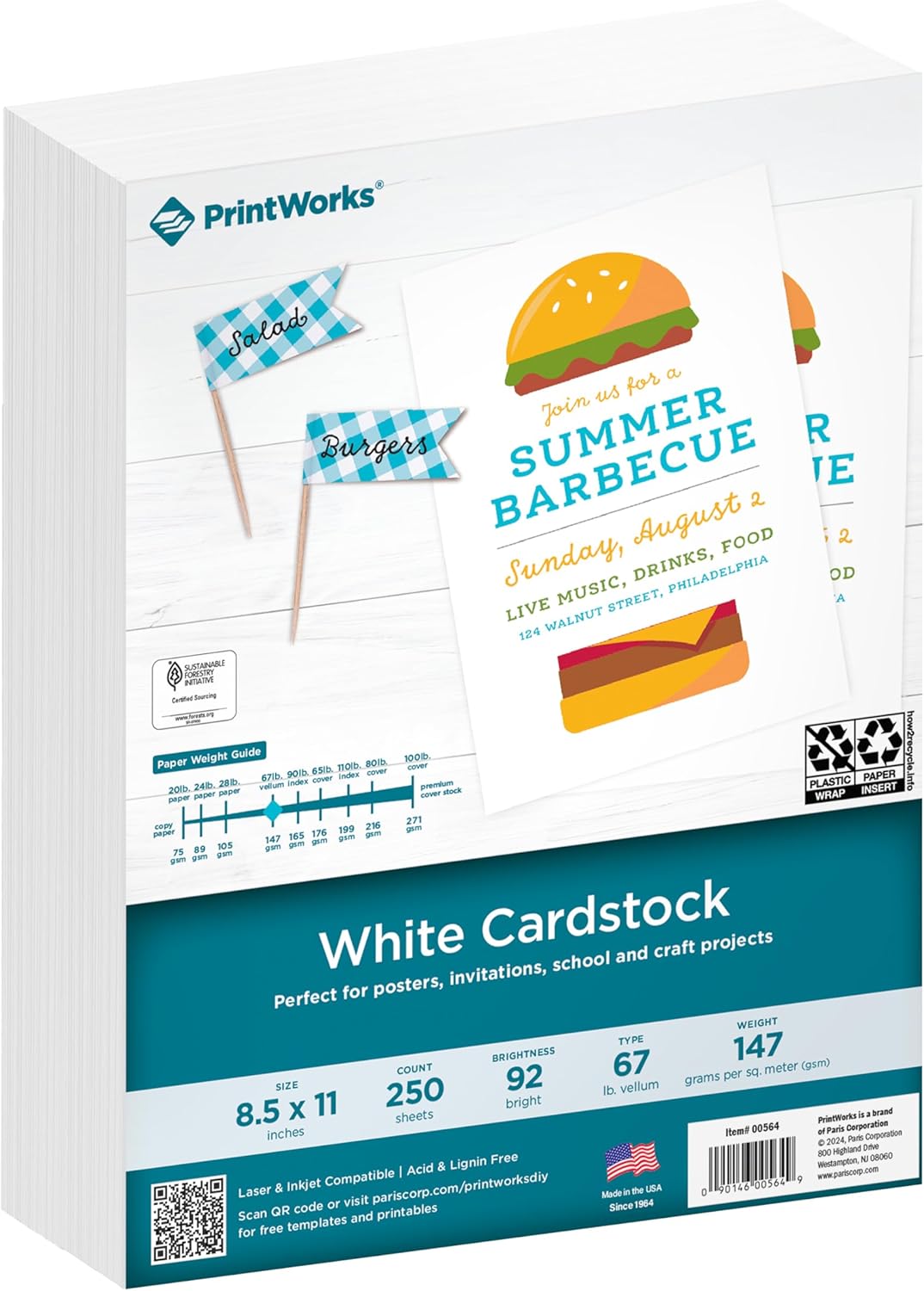 White Vellum Bristol Cardstock – 8.5 x 11, 250 Sheets