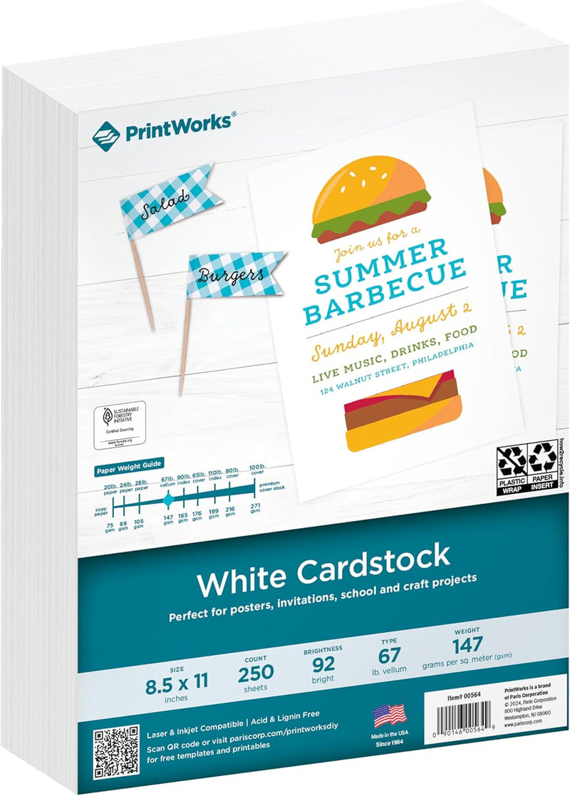 White Vellum Bristol Cardstock – 8.5 x 11, 250 Sheets