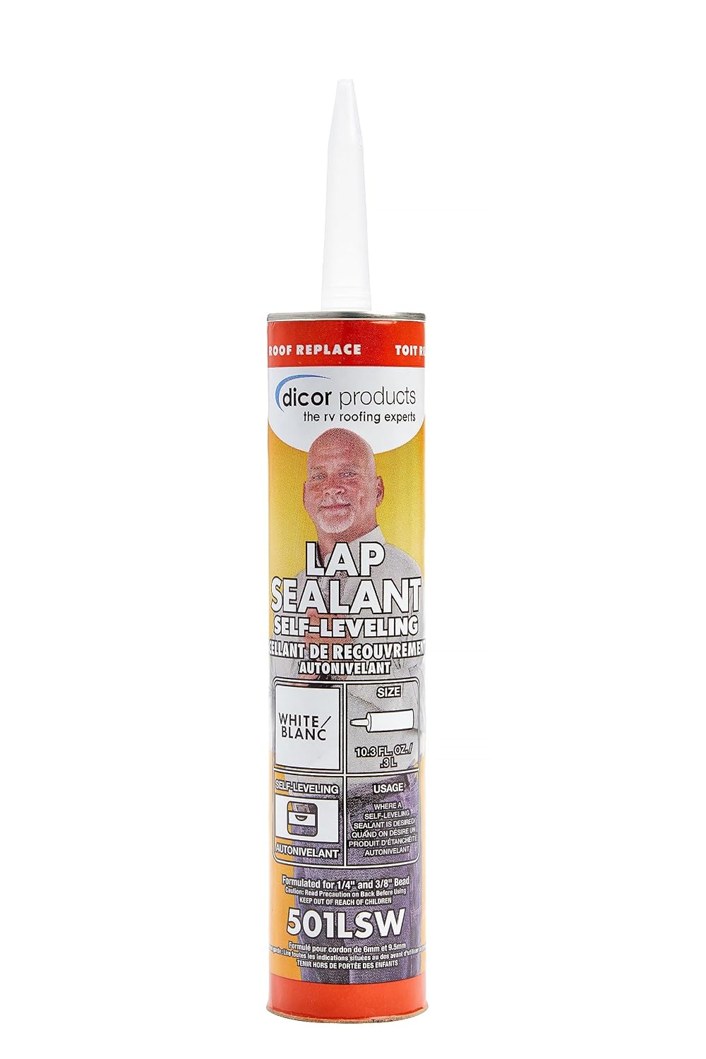 Dicor EPDM Self-Leveling Lap Sealant – 10.3 Oz, White, 501LSW-1