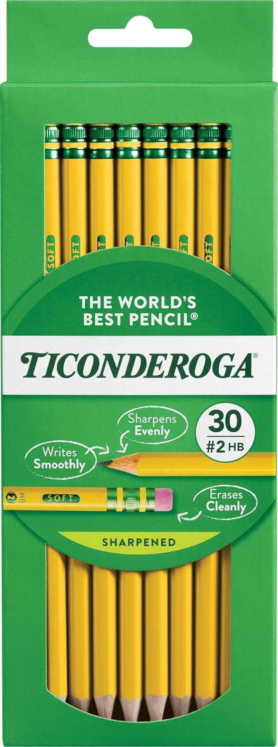 Ticonderoga #2 HB Wood-Cased Pencils, 30 Count