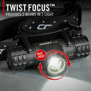 1200 Lumen Rechargeable Dual Power LED Headlamp
