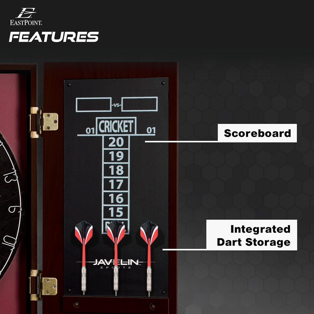 Official Size Dartboard Cabinet Set with Steel Tip Darts