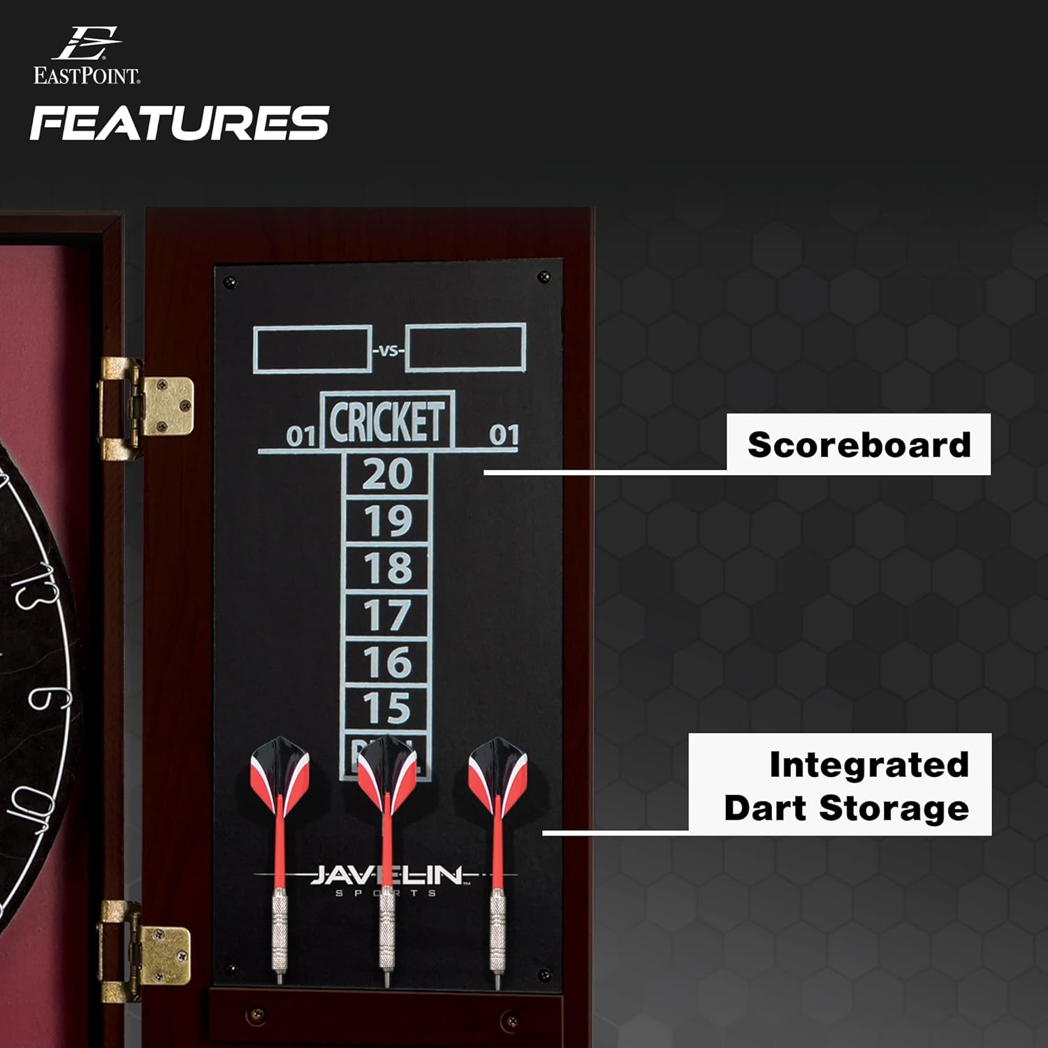 Official Size Dartboard Cabinet Set with Steel Tip Darts