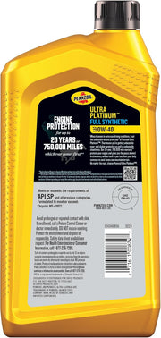 Pennzoil Ultra Platinum Full Synthetic 0W-40 Motor Oil – 6-Quart Pack