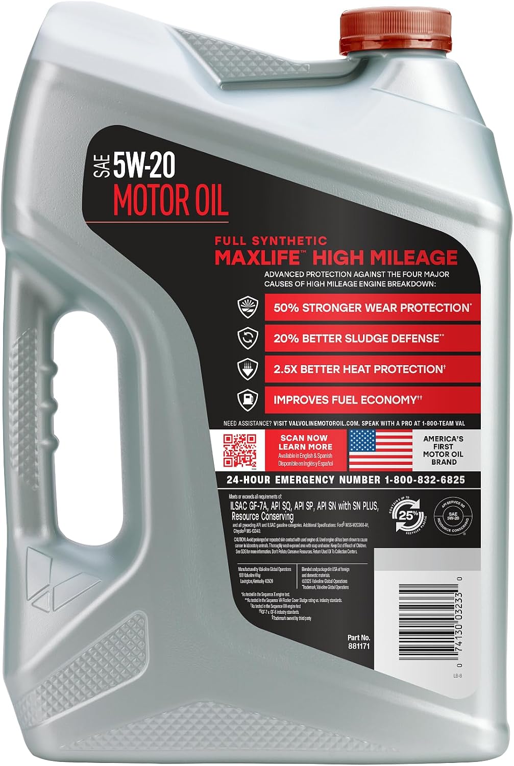 Valvoline MaxLife High Mileage Full Synthetic 5W-20 Motor Oil – 5 QT