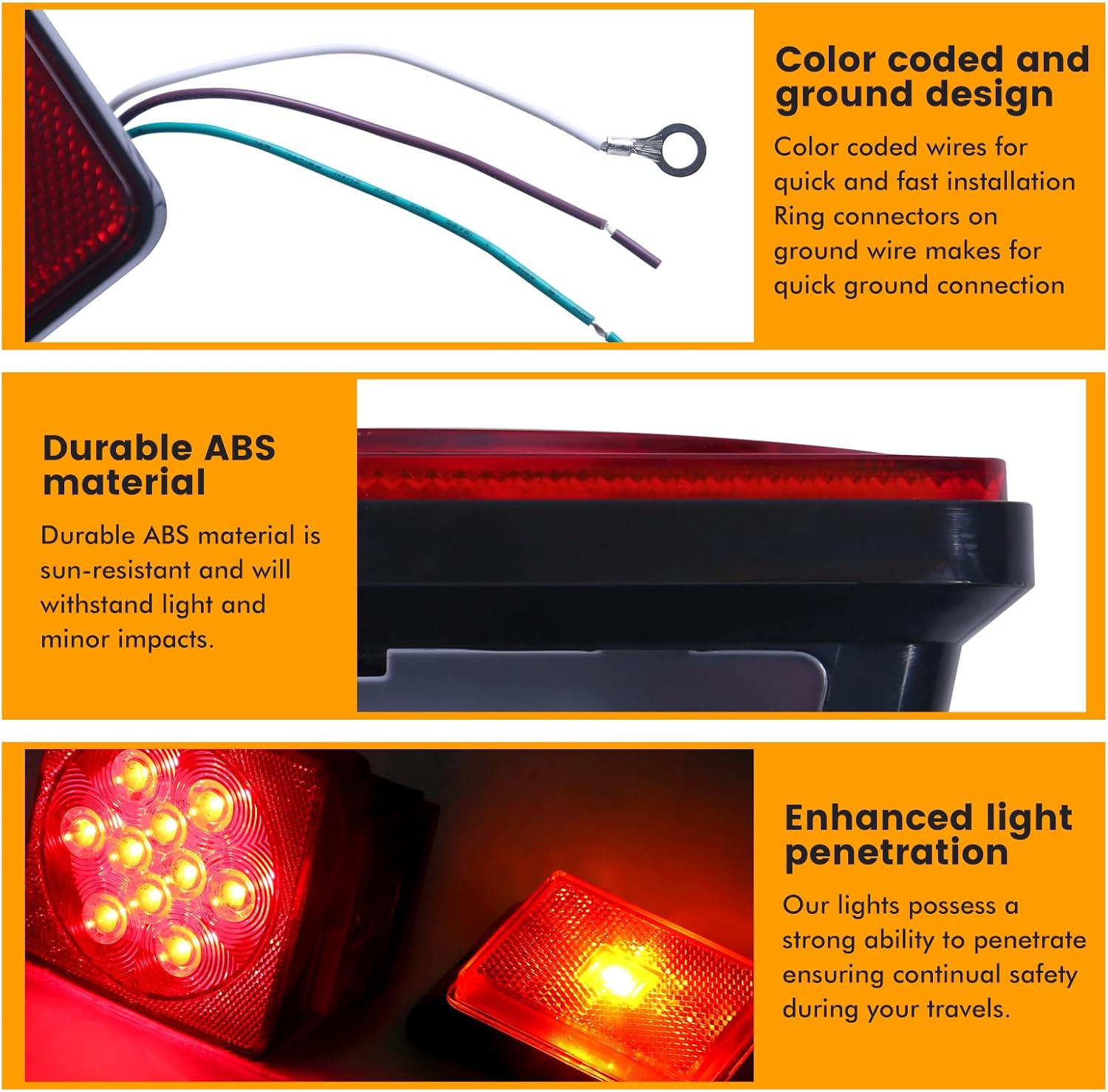 12V LED Waterproof Submersible Trailer Light Kit