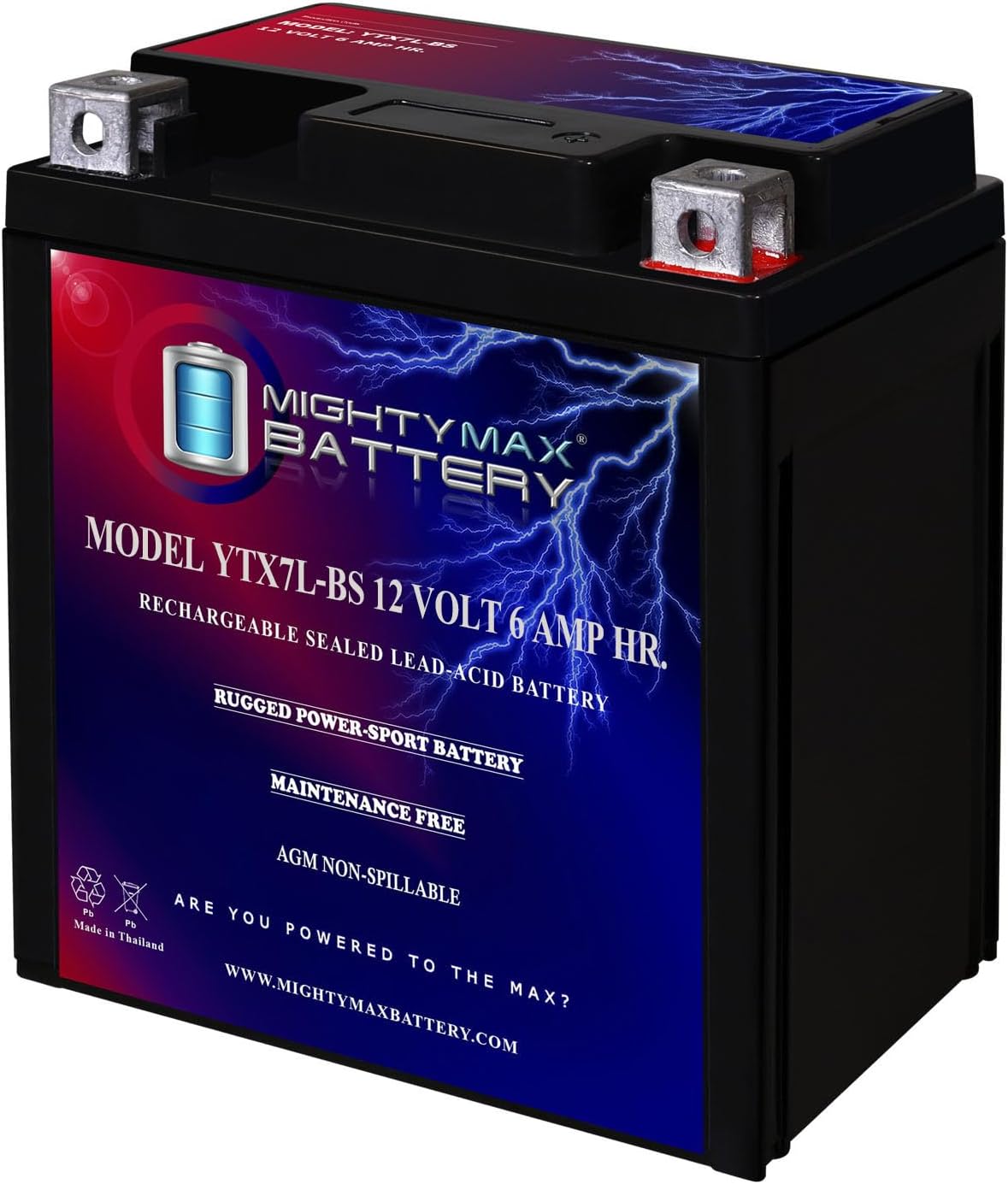 Mighty Max YTX7L-BS 12V 6Ah AGM Motorcycle Battery – 100 CCA