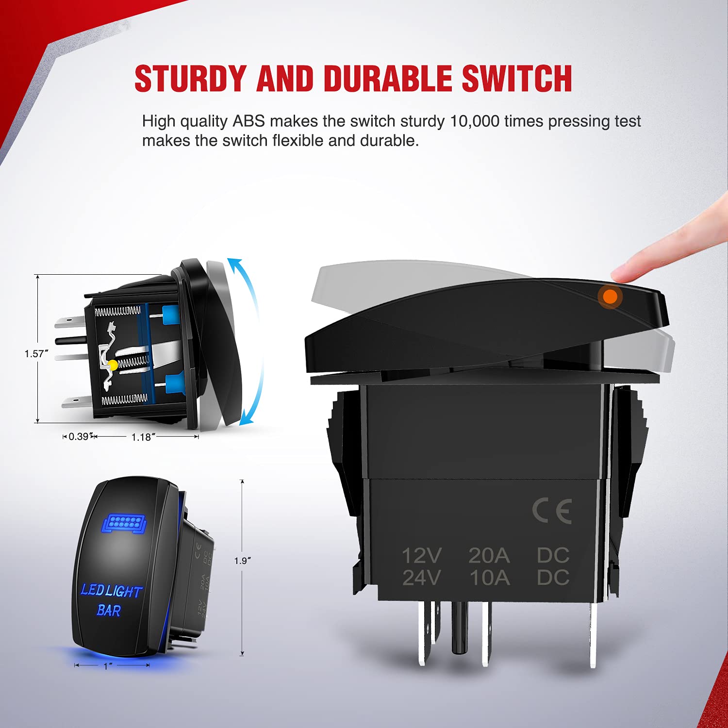 12V Dual-Lead LED Light Wiring Harness Kit with Rocker Switch