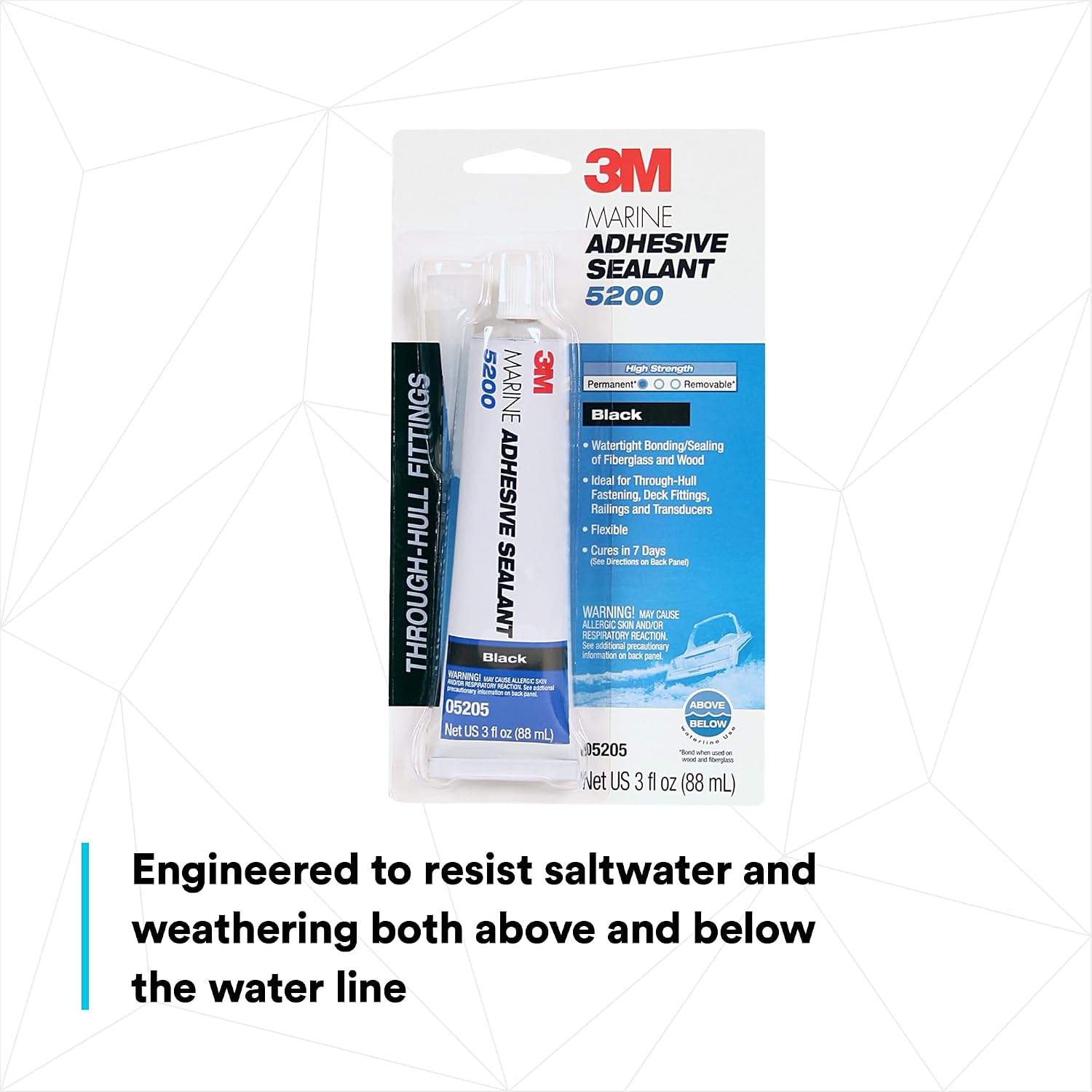 Permanent Marine Adhesive Sealant – Black, 3 oz