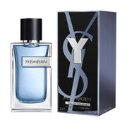 Yves Saint Laurent Y Eau de Toilette 100ml 3.4 fl oz clear blue bottle with silver Y logo - fresh aromatic fragrance for men