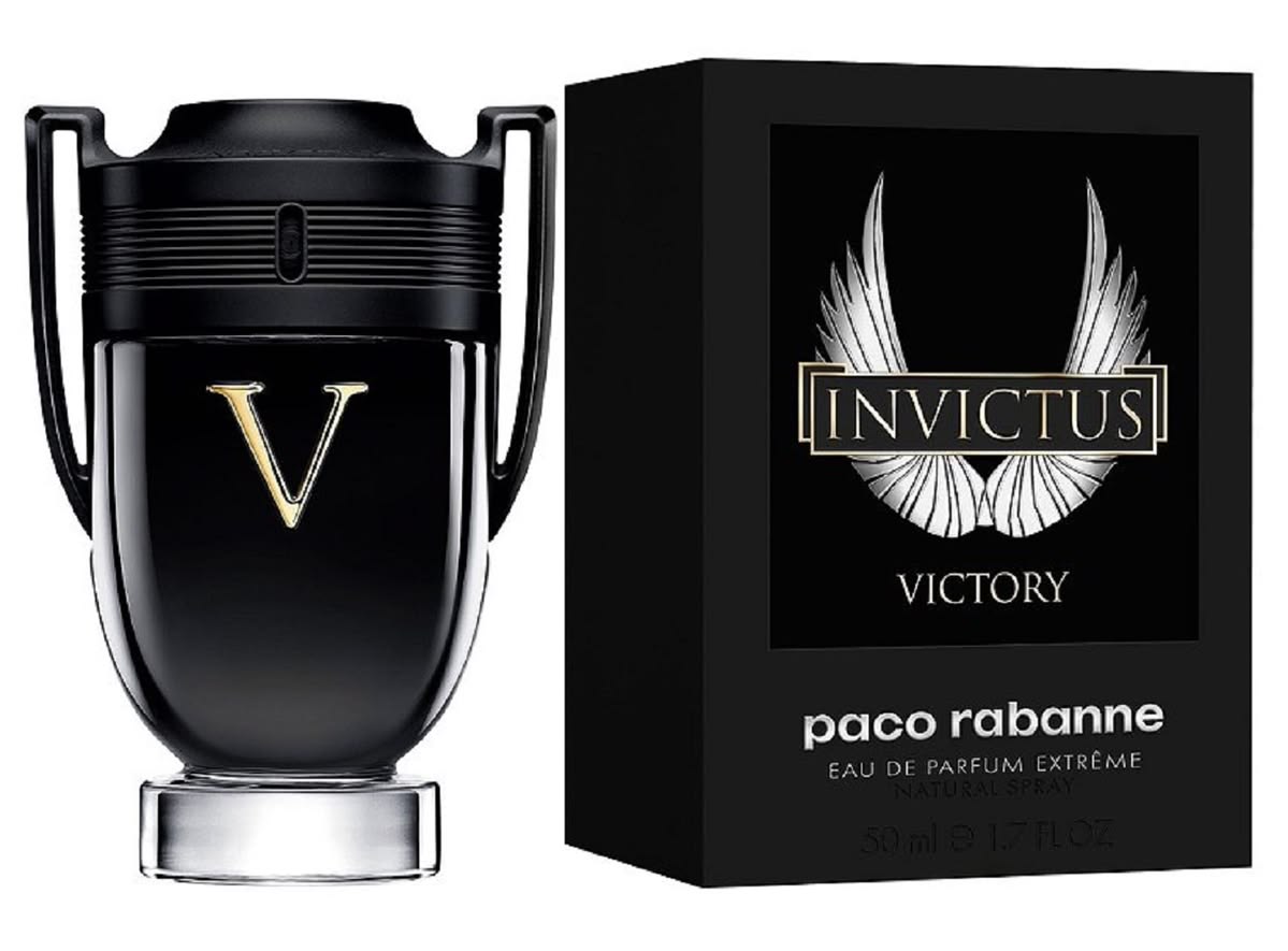 Paco Rabanne Invictus Victory Eau de Parfum Extreme 100ml 3.4 fl oz gold trophy bottle - vanilla and tonka fragrance for men