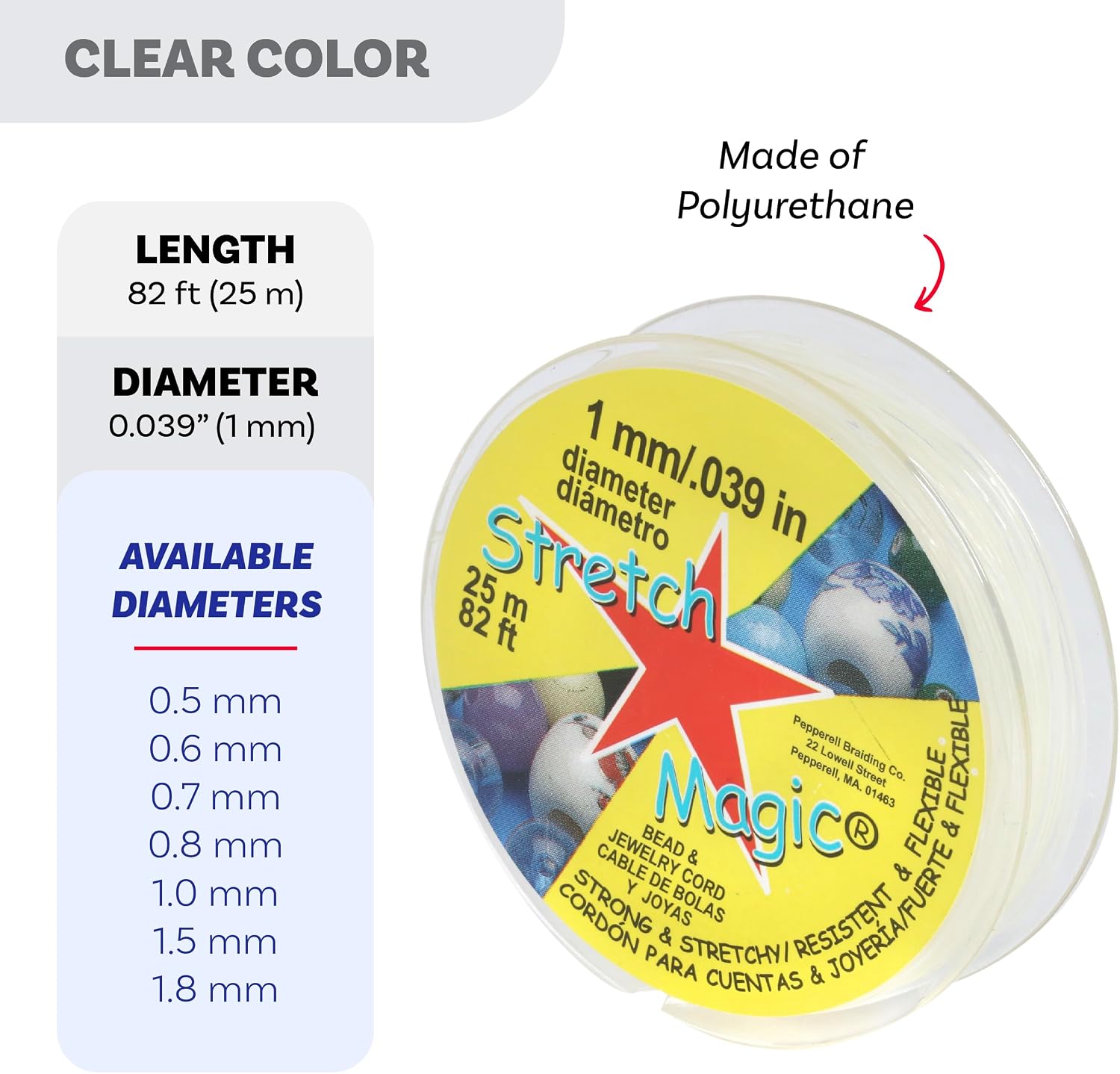 Clear Elastic Beading Cord – 1mm x 25m