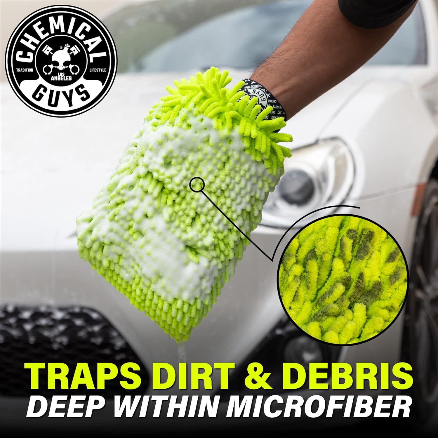 Chemical Guys Chenille Microfiber Wash Mitt – Lime Green
