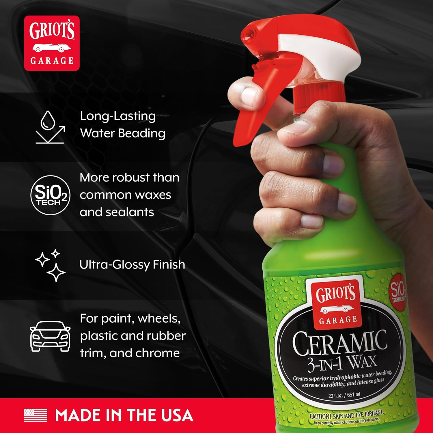Griot’s Garage Ceramic 3-in-1 Wax – SiO₂ Spray, 22 Oz
