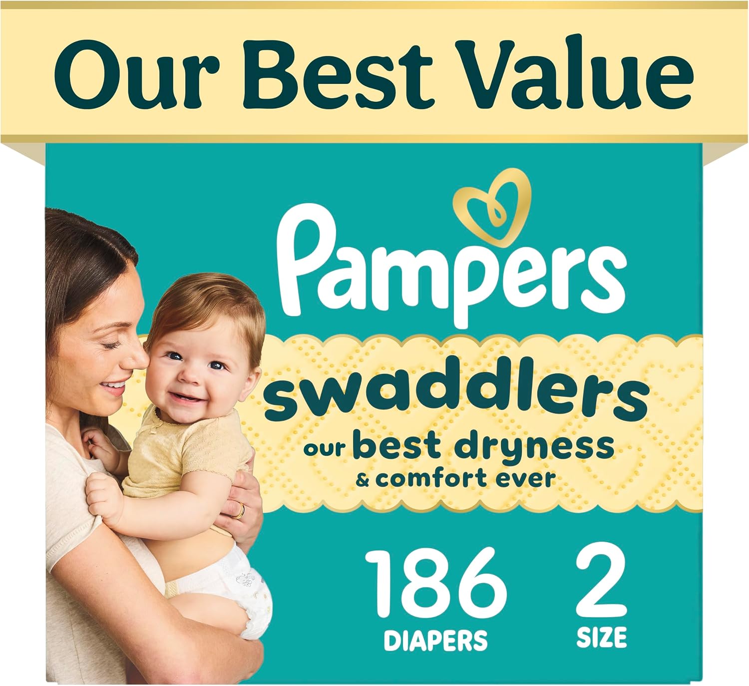 Fragrance-Free Hypoallergenic Baby Diapers – Size 2, 186 Count