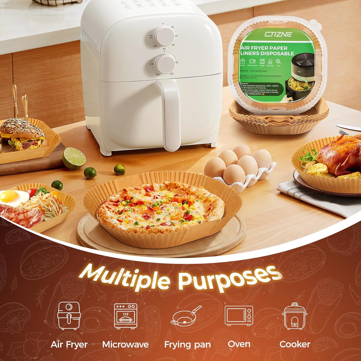 150-Piece Disposable Air Fryer Liners – 8-Inch Square