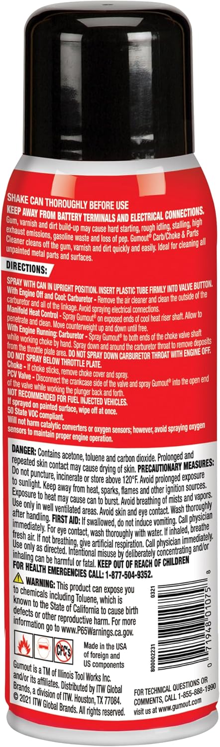 Carburetor & Choke Cleaner Spray – 14 oz, Pack of 6