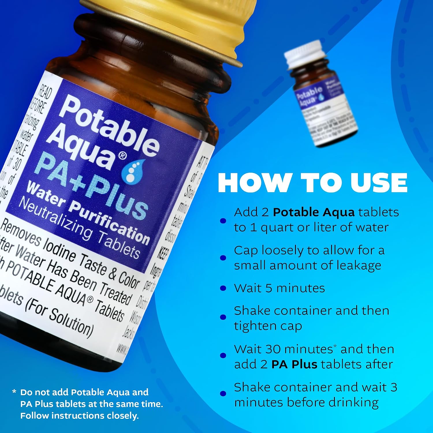 Water Purification Tablets with Neutralizing Tablets