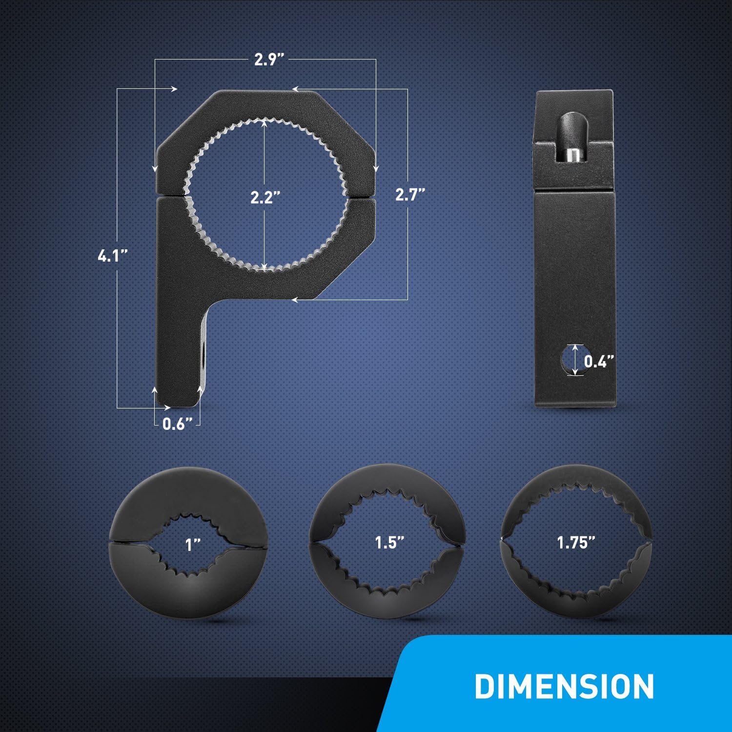 Horizontal Tube Clamp LED Light Mounting Brackets – 2 Pack