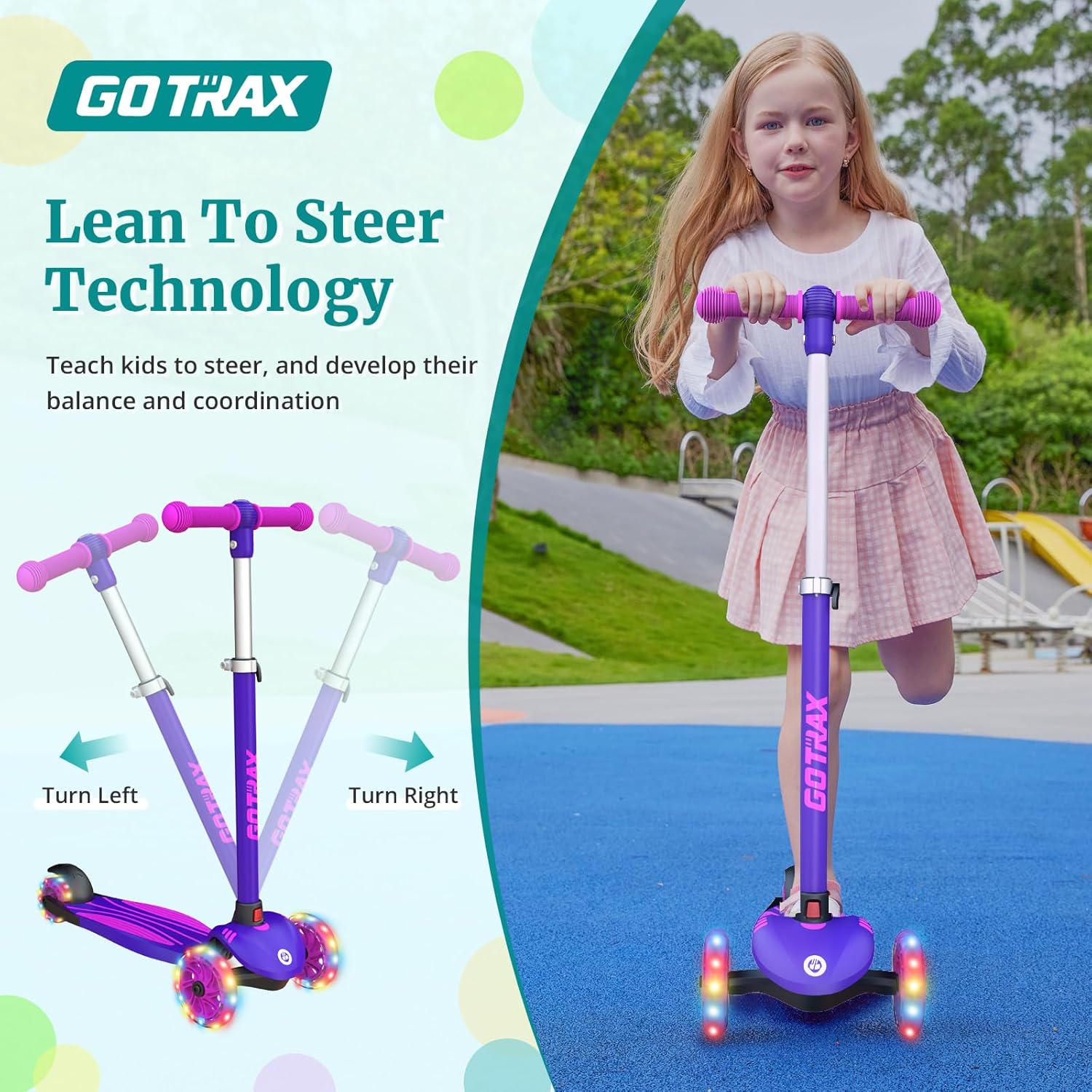 Kids 3-Wheel Kick Scooter with LED Wheels