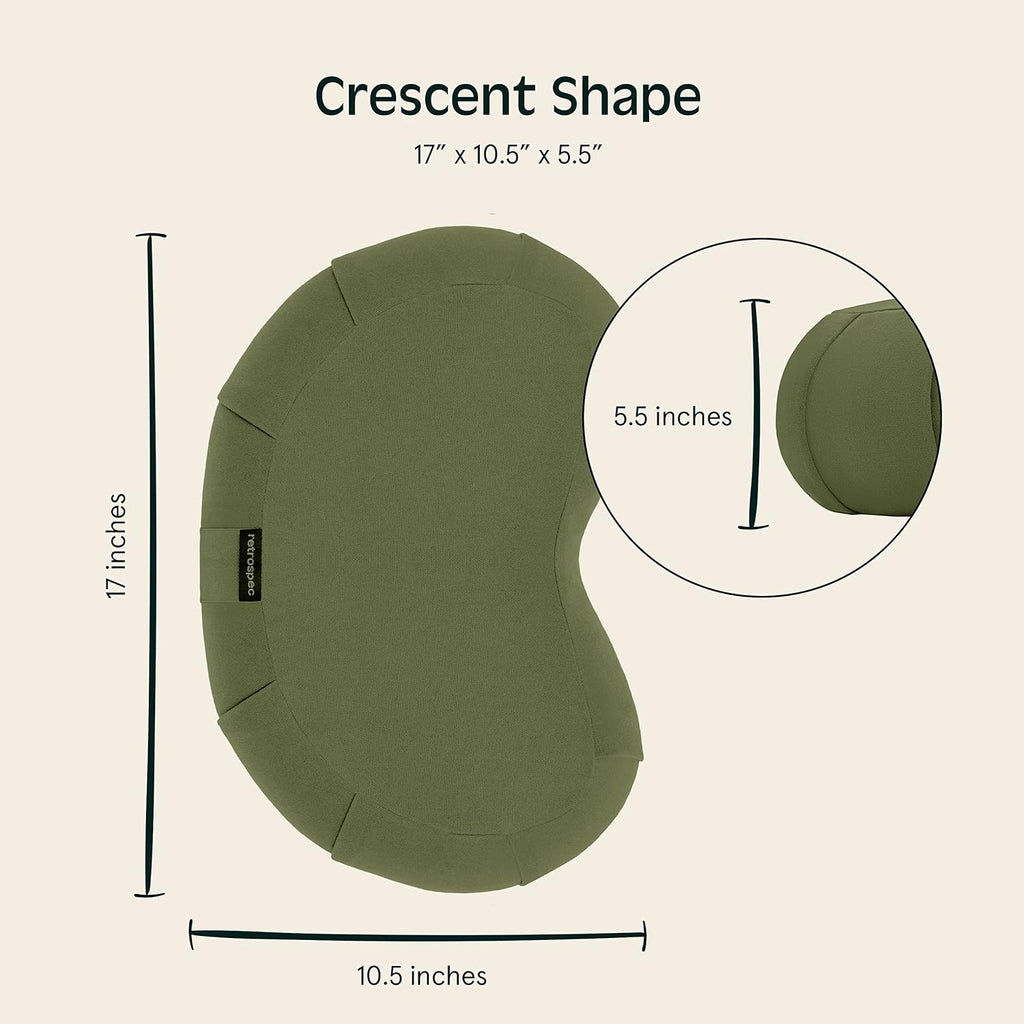 Crescent Meditation Cushion with Buckwheat Hull Fill