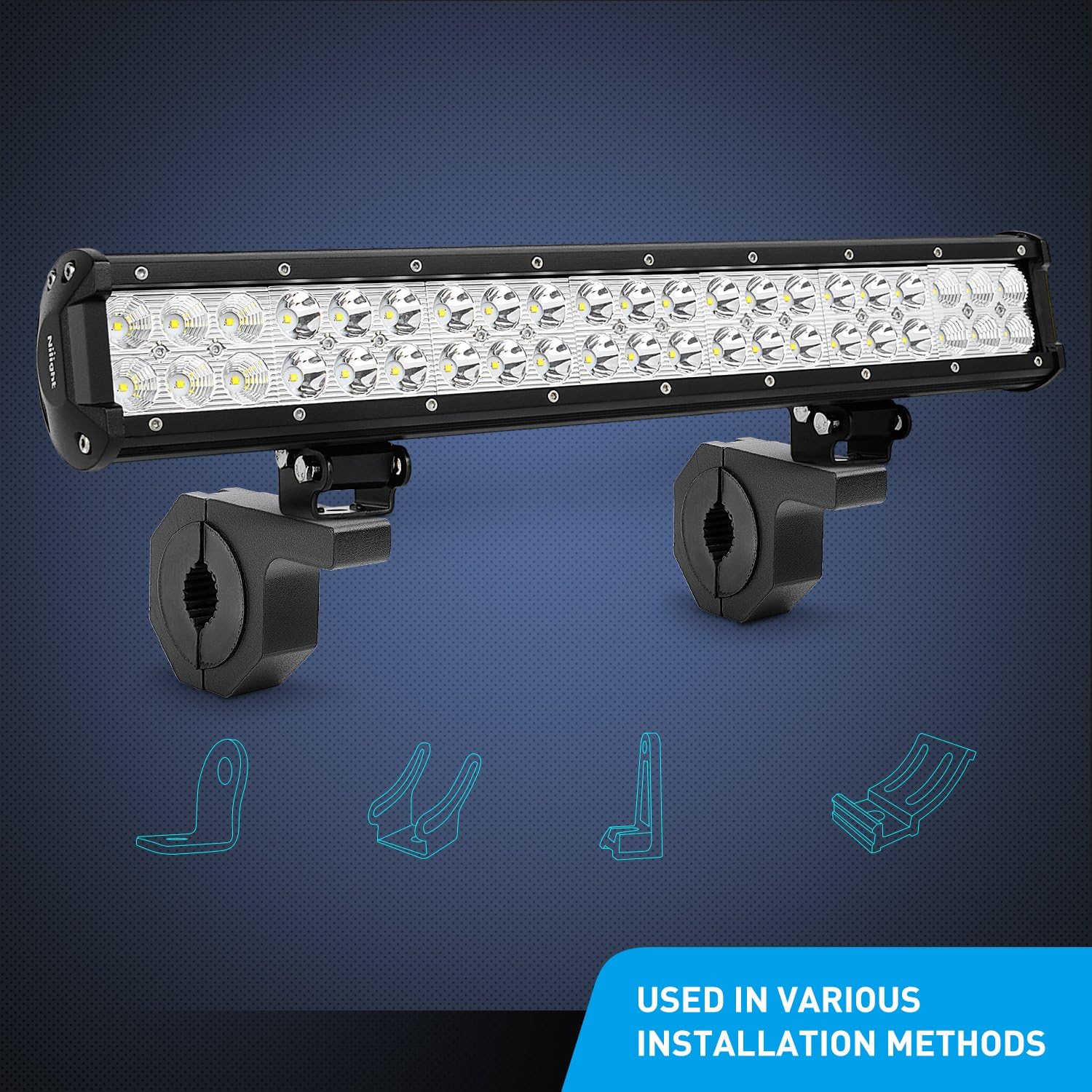 Horizontal Tube Clamp LED Light Mounting Brackets – 2 Pack