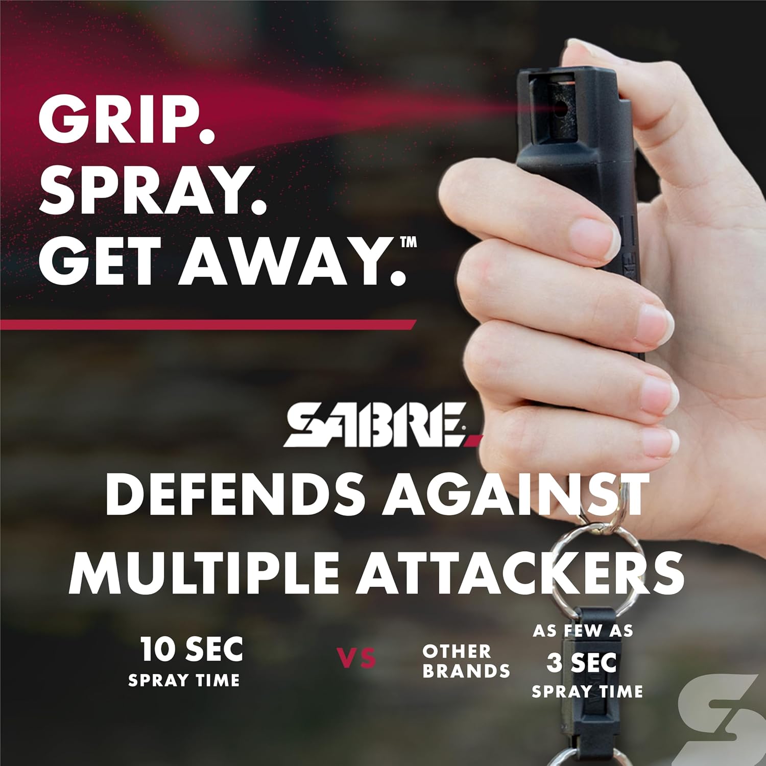 SABRE 3-in-1 Defense Pepper Spray with Tear Gas & UV Marking Dye