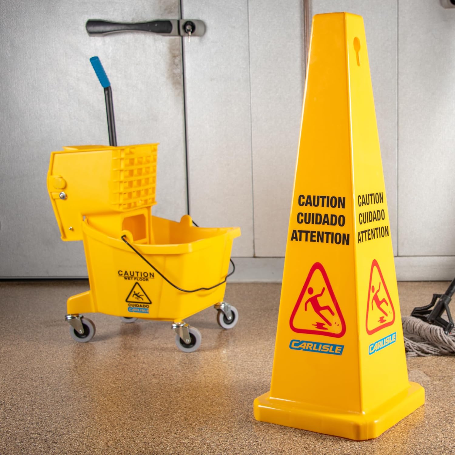 26 Qt Commercial Mop Bucket with Side Wringer, Yellow