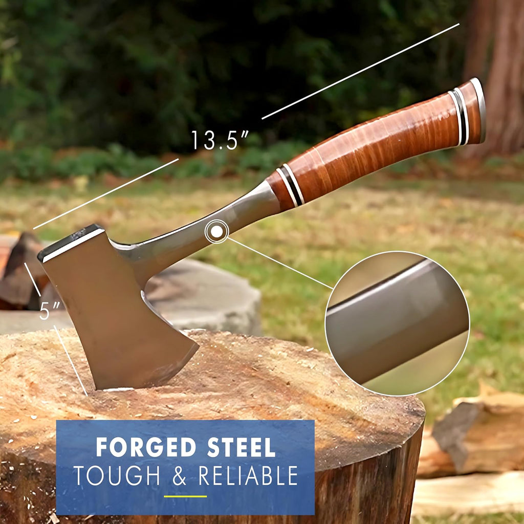 Camping Hatchet with Genuine Leather Grip