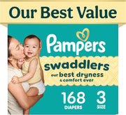 Pampers Swaddlers Diapers Size 3 – 168 Count, Fragrance Free