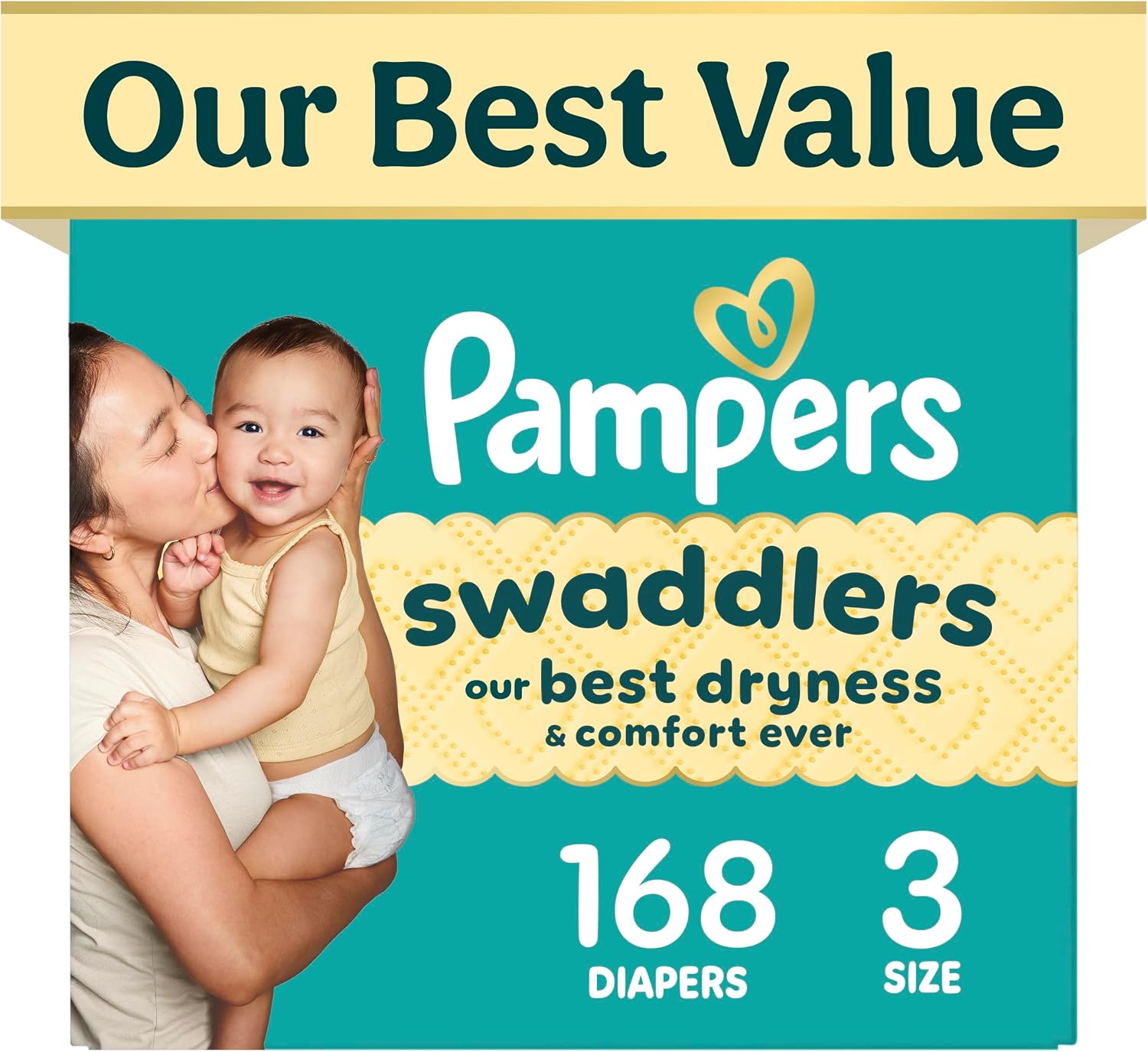Pampers Swaddlers Diapers Size 3 – 168 Count, Fragrance Free