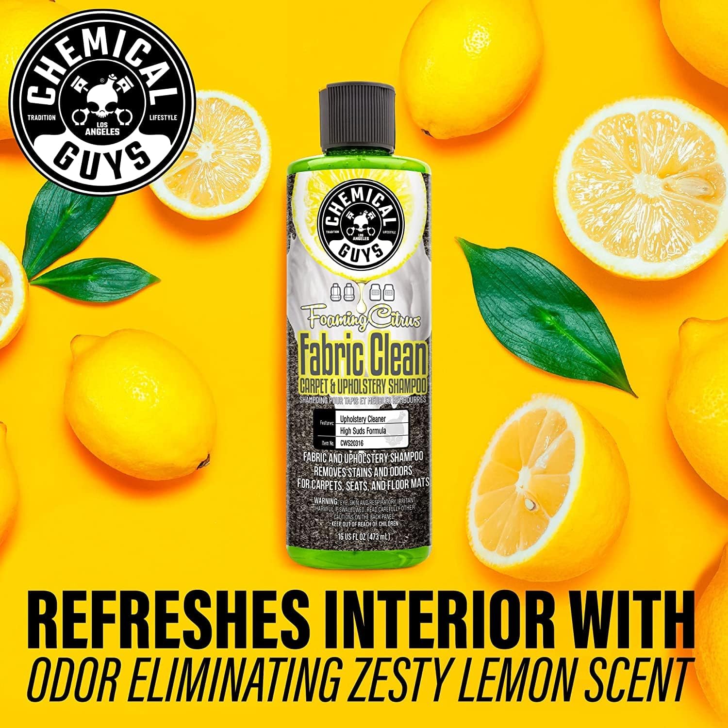 Chemical Guys Foaming Citrus Fabric & Carpet Cleaner – 16 Oz