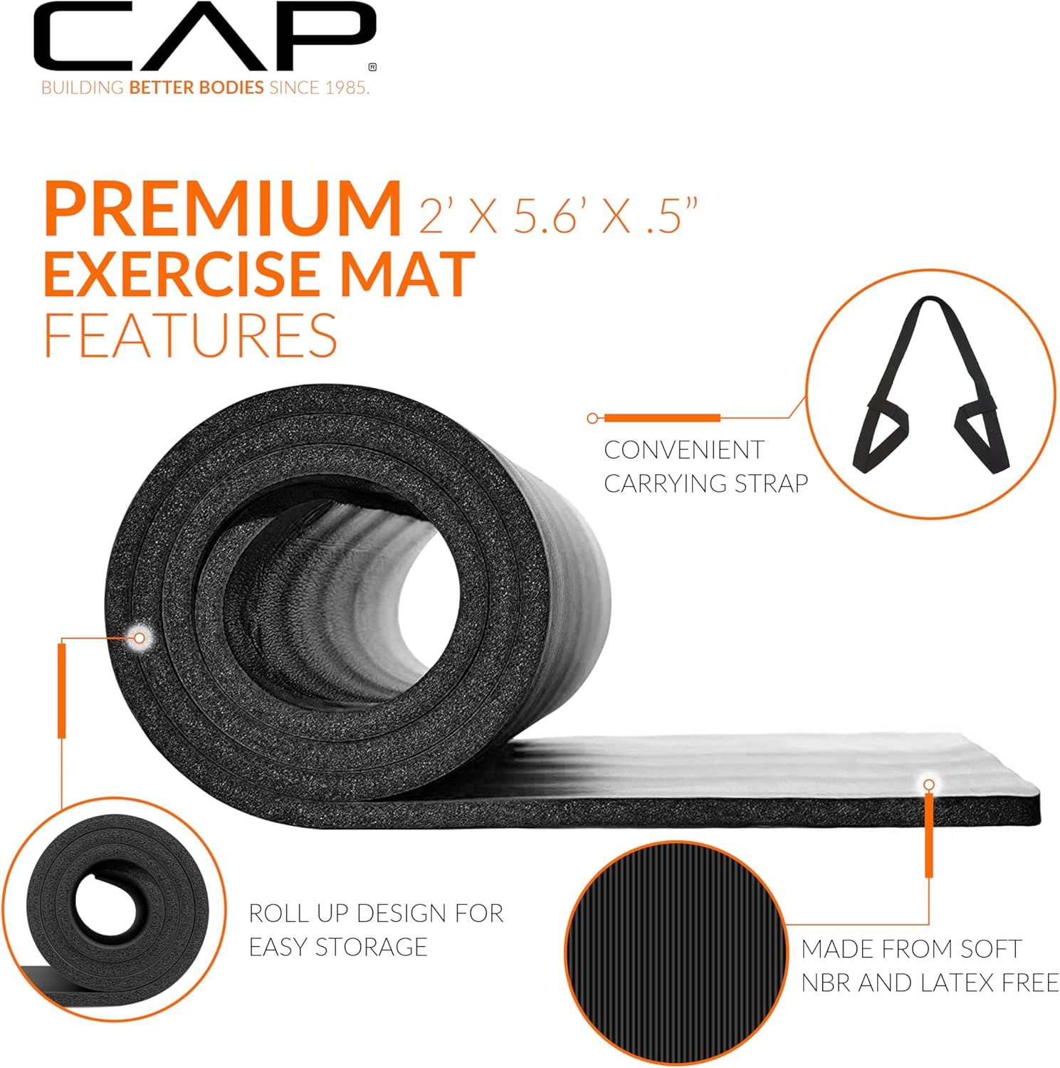 High-Density Exercise Yoga Mat with Carrying Strap