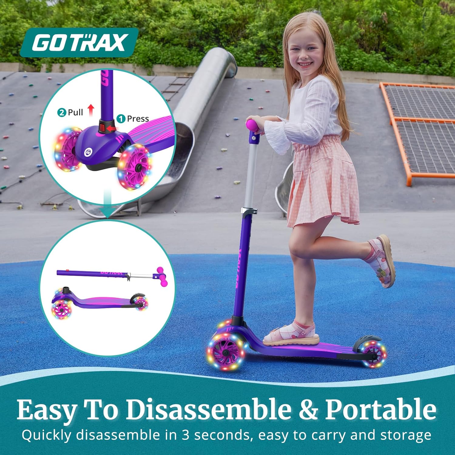Kids 3-Wheel Kick Scooter with LED Wheels