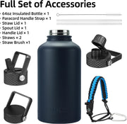 BJPKPK 64oz Insulated Water Bottle with Straw Lid
