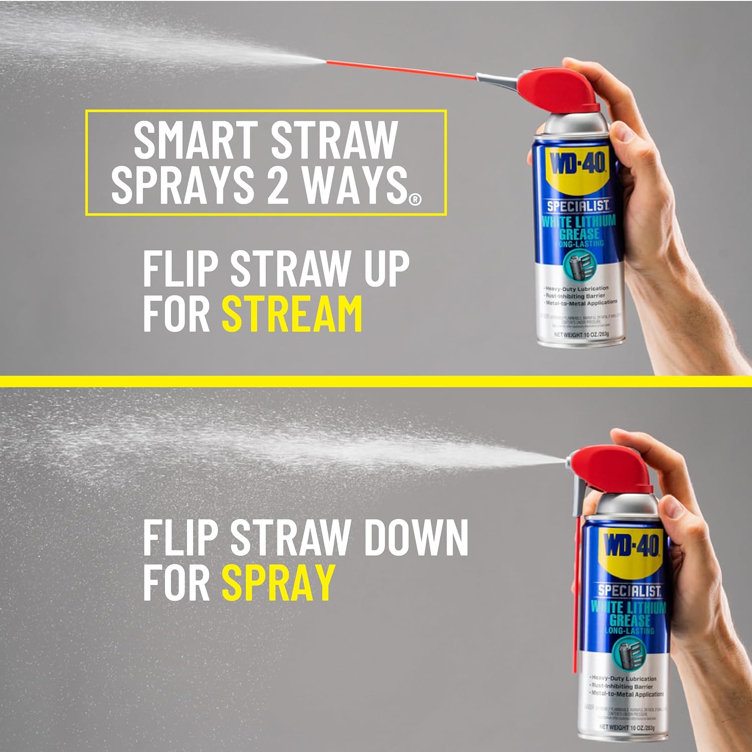 Heavy-Duty White Lithium Grease Spray with Dual-Action Straw – 10 oz