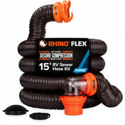 15-Ft Complete RV Sewer Hose Kit with Clear Elbow & Swivel Fittings